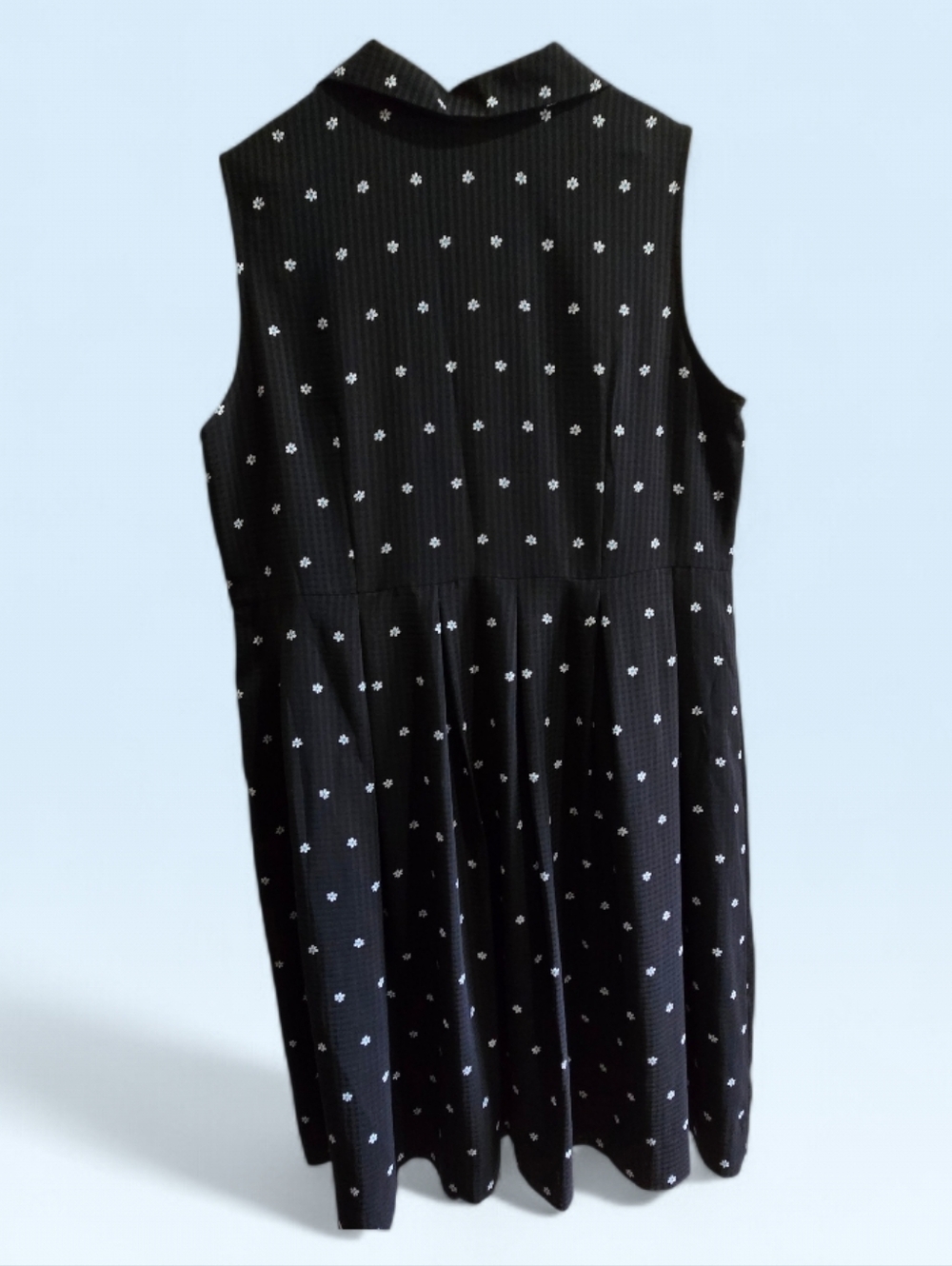 Talbots Black/white/light Blue floral print Drop Waist Dress - Picture 2 of 7
